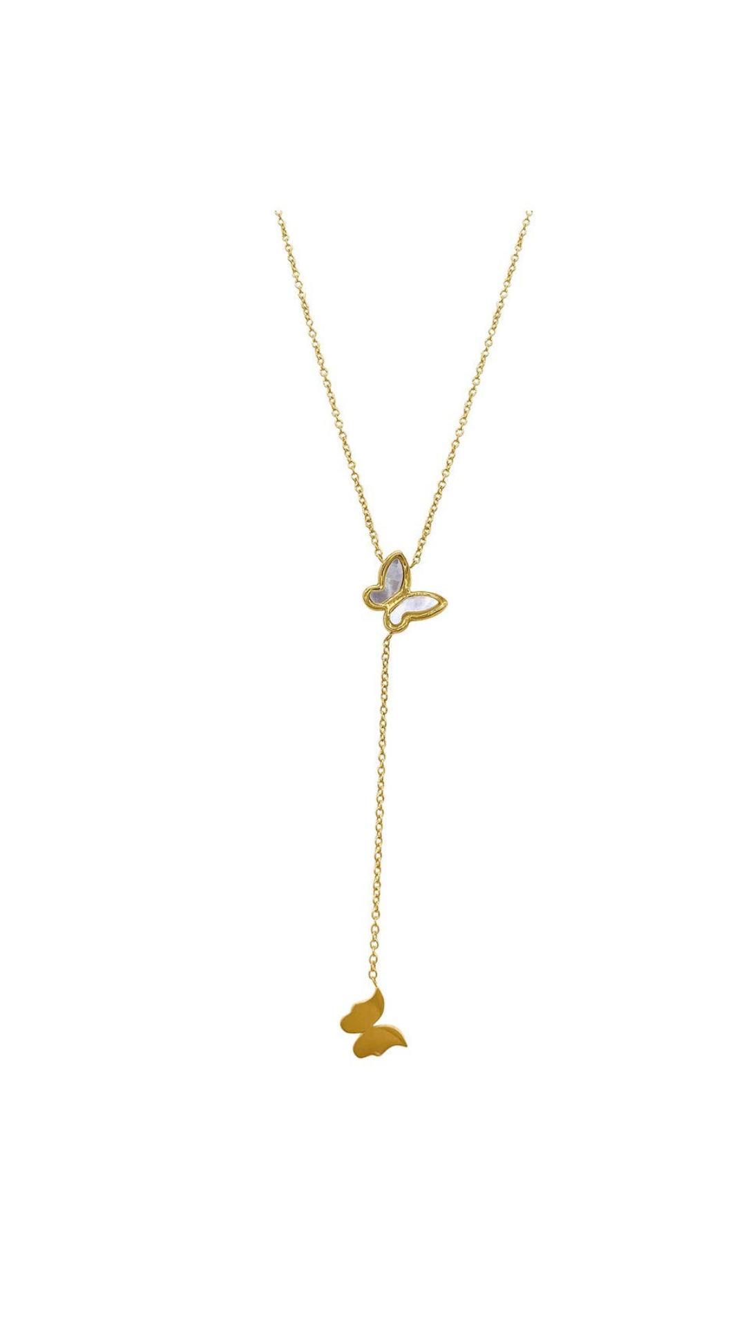 ADORNIA 14K Yellow Gold Plated Butterfly Lariat Pendant Necklace