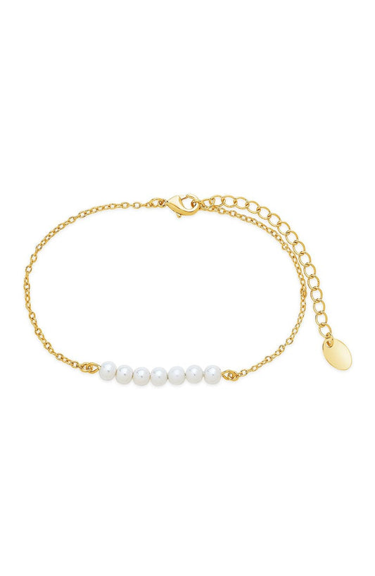 STERLING FOREVER 14K Yellow Gold Plated Imitation Pearl Beaded Bracelet