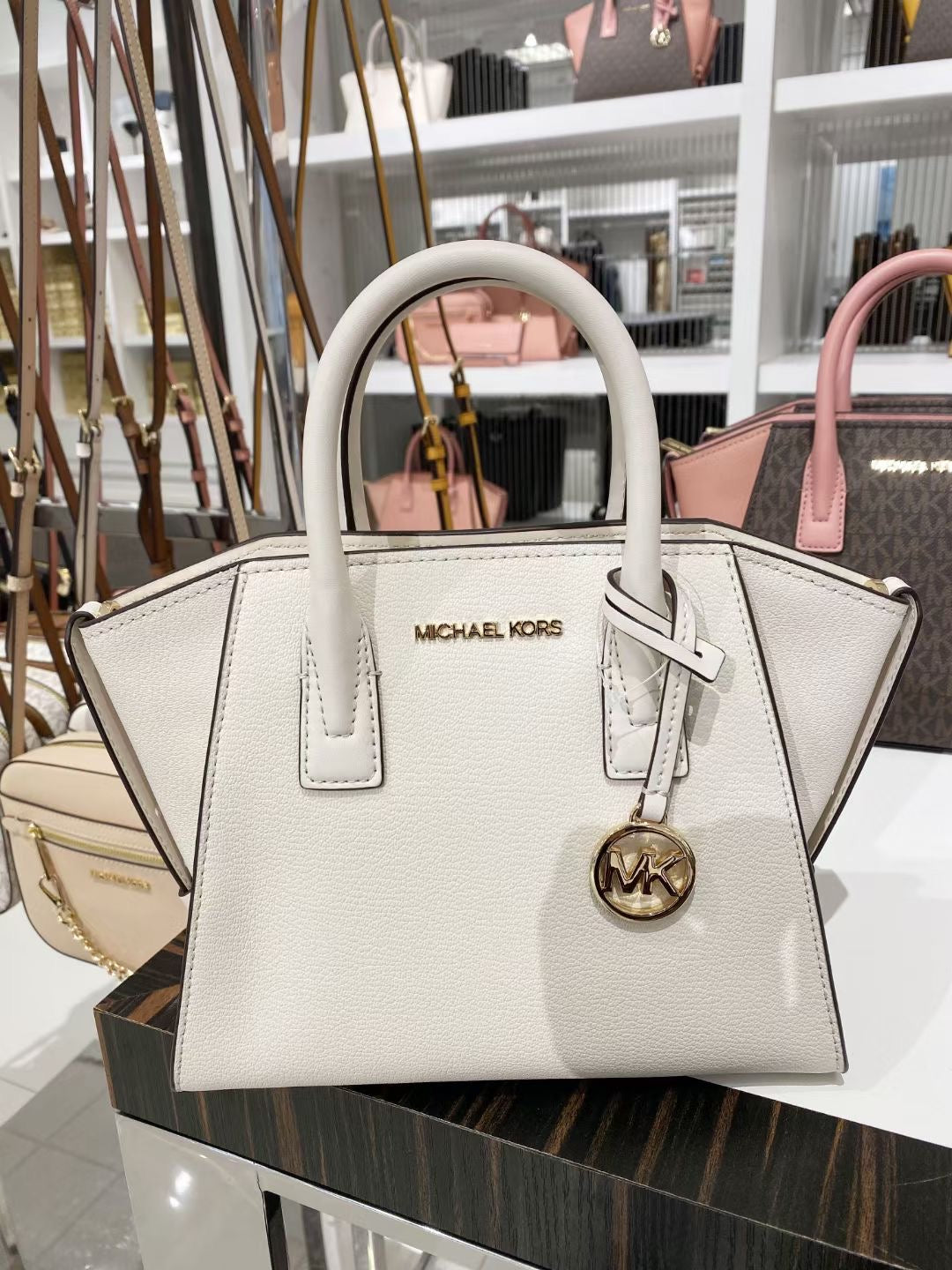 Michael Kors 35F1G4Vm2L Avril Small Leather Top-Zip Satchel In