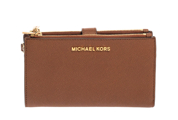 Michael Kors Jet Set Travel Large Double Zip Wristlet Wallet Leather