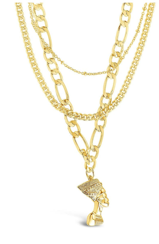 STERLING FOREVER Layered Pharaoh Pendant Necklace