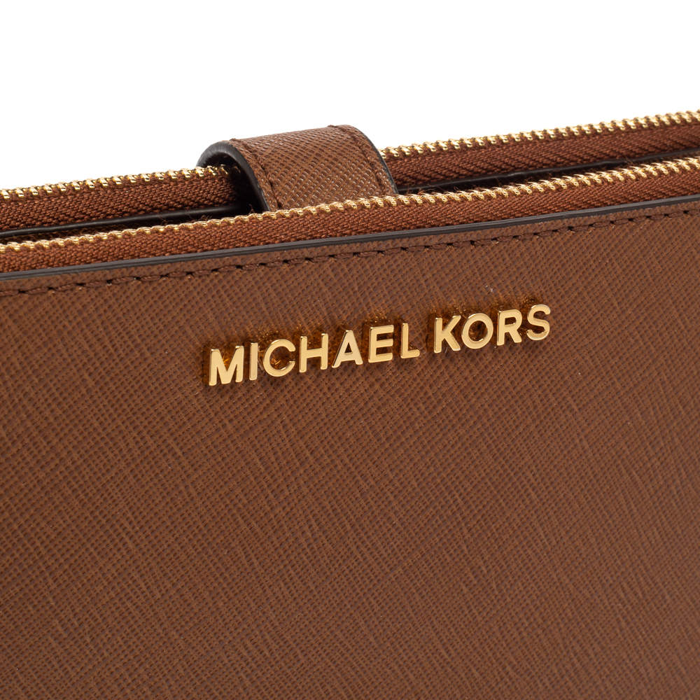 Michael Kors Jet Set Travel Large Double Zip Wristlet Wallet Leather